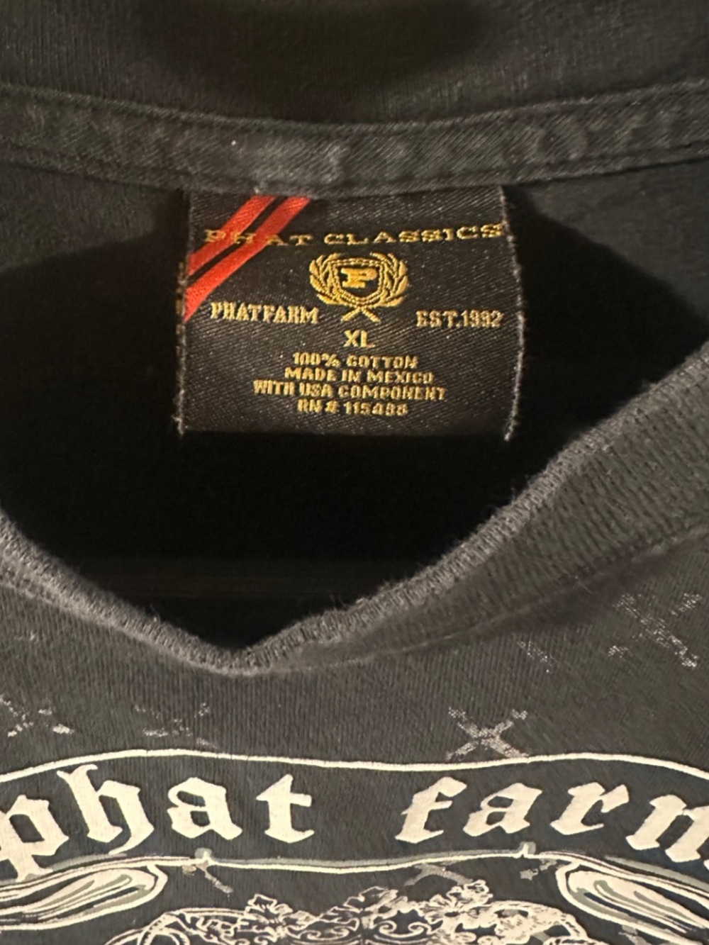 Vintage Y2K Phat Farm Black Graphic T-Shirt Size Men’s XL - Picture 3 of 5